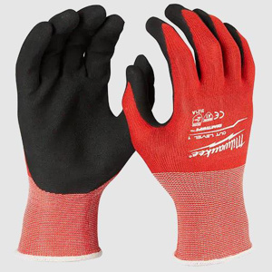 Milwaukee Cut Level 1 Nitrile Dipped Gloves Large Black/Red Cut 1 Lycra, Nylon