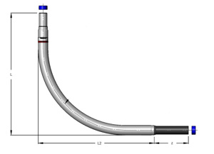 Central Plastics MDPE to Steel Weld End x Weld End Prebent Risers 2 MPT x 2 IPS 36 V x 10 H SDR 11