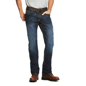 Ariat M4 Rebar® Edge Relaxed Boot Cut Stretch Jeans 28 x 30 Dark Blue Mens