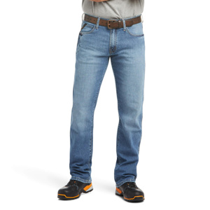 Ariat M4 Rebar® Basic Relaxed Boot Cut Stretch Jeans 40 x 32 Blue Haze Mens