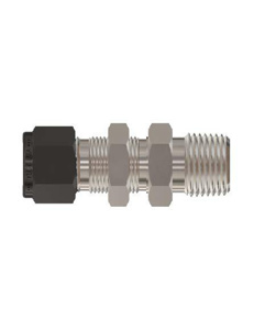 Tylok Male Bulkhead Tubing Connectors 1/4 in FPT x 1/2 in Single Ferrule x Threaded Male Stainless Steel