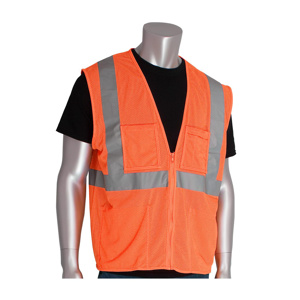 PIP Value Series High Vis Reflective Full Zip Mesh Vests Medium High Vis Orange Type R, Class 2, 107 Class E