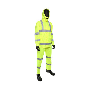 PIP Viz™ High Vis Reflective 3-Piece Lightweight Rainsuits - Bib, Jacket, Hood 2XL High Vis Yellow Mens