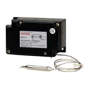 nVent RAYCHEM AMC Series Single Pole - Ambient or Line Sensing Specialty Thermostat - Line Voltage 120/240/480 V 22 A Black