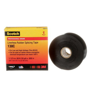 3M 130C Series Rubber Linerless Splicing Tape 1 in x 100 ft 30 mil Black
