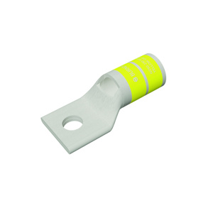 Burndy YA Series Standard Barrel Compression Lugs 1/4 in 1 Hole Yellow 250 Cu
