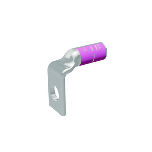 Burndy YA Series Standard Barrel Compression Lugs 3/8 in 90 deg 1 Hole Pink 1/0 Cu