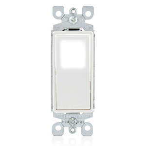 Leviton SPST Rocker Light Switches 15 A 120/277 V Decora® Illuminated White