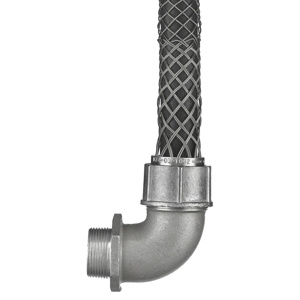 Hubbell Wiring Deluxe Series Meshed Strain Relief 90 Degree Cord Connectors Male Connector 2 in 1.437 - 1.562 in Closed Mesh, Multi-weave