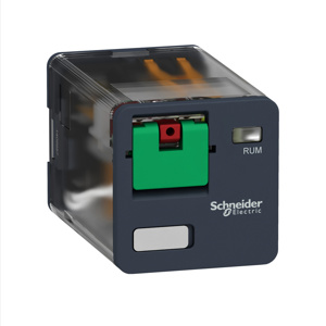Schneider Electric RUM Zelio™ Harmony™ Universal Plug-in Ice Cube Relays 120 VAC Square Base 8 Pin 10 A 3PDT