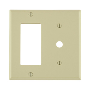 Leviton Standard Decorator Round Hole Wallplates 2 Gang 0.406 in Ivory Thermoset Plastic Strap