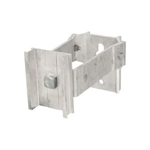 Lightweight aluminum bracket supports a single recloser on distribution pole.
