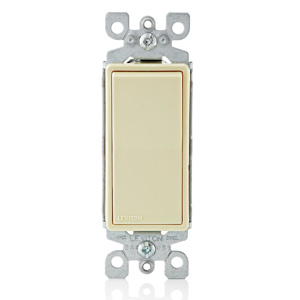 Leviton SPST Rocker Light Switches 15 A 120/277 V Decora® No Illumination Ivory
