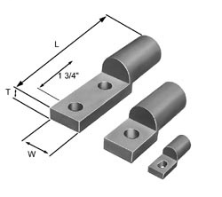 Hubbell Power VCEL Series Standard Barrel Compression Lugs 1/4 in 1 Hole Tan 1/0 Al, 1/0 Cu