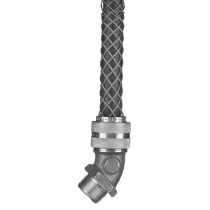 Hubbell Wiring Deluxe Series Meshed Strain Relief 45 Degree Cord Connectors Male Connector 1 in 0.750 - 0.875 in Closed Mesh, Multi-weave