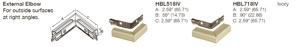 Hubbell Wiring HBL700/750 Raceway External Elbows 90 deg Ivory Steel