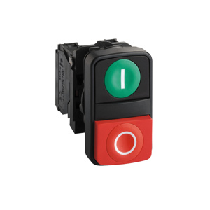 Schneider Electric Harmony™ XB5 Complete Double-headed Push Button Operators 22 mm No Illumination Plastic I/O Green/Red