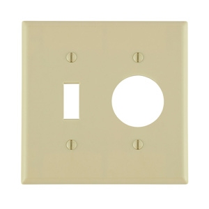 Leviton Standard Round Hole Toggle Wallplates 2 Gang 1.406 in Ivory Thermoset Plastic Device