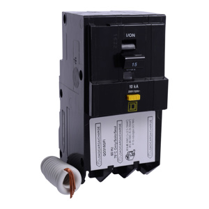Square D QO™ Series GFCI Molded Case Plug-in Circuit Breakers 15 A 120 VAC 10 kAIC 3 Pole 3 Phase