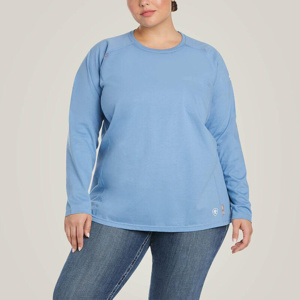 Kits - Ariat FR Air Lightweight Crewneck Shirts - IBEW & TEP <em class="search-results-highlight">Logos</em> 2XL Plus Steel Blue Heather Womens