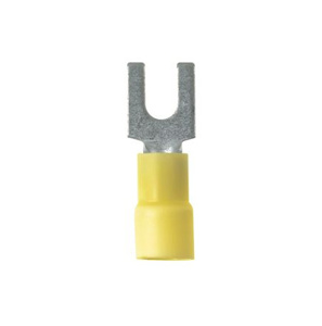 Panduit Insulated Loose Piece Fork Terminals 12 - 10 AWG Brazed Seam Funnel Barrel Vinyl Yellow