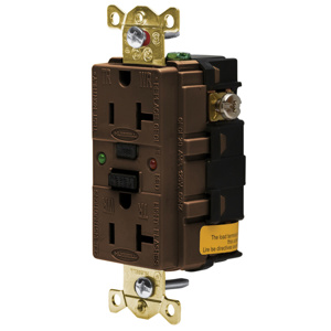 Hubbell Wiring Autoguard® GFR5362SG Series Duplex GFCIs 20 A 5-15R Brown Tamper-resistant, Weather-resistant