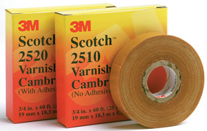 3M 2510 Series Varnished Cambric Fabric Electrical Tape 6 in x 36 yd 7 mil Yellow