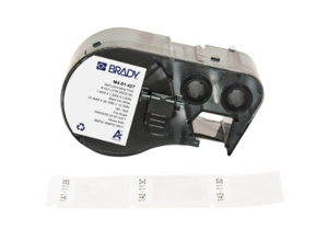 Brady Wrap Around Labels Self-laminating Vinyl Black on Clear/White