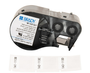 Brady Wrap Around Labels Self-laminating Vinyl Black on Clear/White
