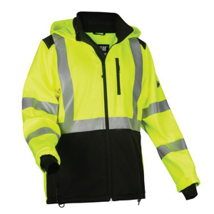 Ergodyne GloWear® High Vis Reflective Lined Lightweight Fitted Hooded Jackets 2XL Black/High Vis Lime Type R, Class 3 Mens