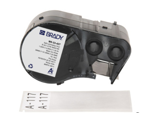 Brady Wrap Around Labels Self-laminating Vinyl Black on Clear/White