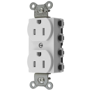 Hubbell Wiring Straight Blade Duplex Receptacles 15 A 125 V 2P3W 5-15R Industrial SNAPConnect® 5262 Tamper-resistant White