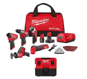Milwaukee M12™ FUEL™ 5-Tool Combination Kits 1/2 in Hammer Drill, Impact Driver, Multi-tool, LED Work Flashlight, HACKZALL® Cordless 12 V