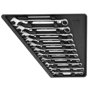 Milwaukee Combination Wrench Sets 11 Piece (1) 8 mm, <multisep/>(1) 10 mm, <multisep/>(1) 11 mm, <multisep/>(1) 12 mm, <multisep/>(1) 13 mm, <multisep/>(1) 14 mm, <multisep/>(1) 15 mm, <multisep/>(1) 16 mm, <multisep/>(1) 17 mm, <multisep/>(1) 18 mm, <mul