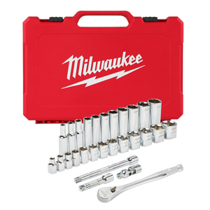 Milwaukee SAE Socket Sets Deep/Standard 3/8 in 28 Piece