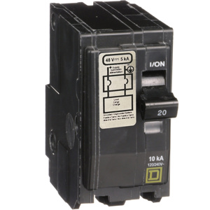 Square D QO™ Plug-in Miniature Circuit Breakers 20 A 120/240 VAC, 48 VDC 10 kAIC/ 5 kAIC 2 Pole