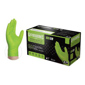 Ammex Industrial Disposable Powder-free Gloves XL Nitrile Latex-free Green