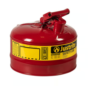 Justrite Type I Flammable Liquids Flame Arrester Safety Cans 2.5 gal Red Steel