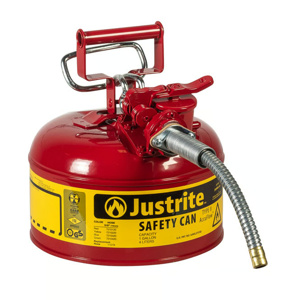 Justrite Type II AccuFlow™ Flammable Liquids Flame Arrester Safety Cans 1 gal Red Steel