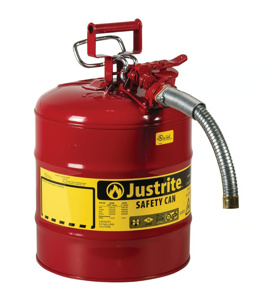 Justrite Type II AccuFlow™ Flammable Liquids Flame Arrester Safety Cans 5 gal Red Steel