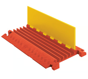 Justrite Checkers™ Linebacker® Hinged Lid Cable Protectors 38-3/4 in L x 19-3/4 in W x 2-1/4 in H Orange/Yellow Polyurethane