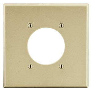 Hubbell Wiring Standard Round Hole Wallplates 2 Gang 2.16 in Ivory Nylon Device