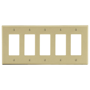 Hubbell Wiring Standard Decorator Wallplates 5 Gang Ivory Nylon Device