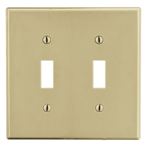 Hubbell Wiring Standard Toggle Wallplates 2 Gang Ivory Nylon Device