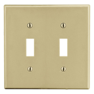 Hubbell Wiring Midsized Toggle Wallplates 2 Gang Ivory Nylon Device