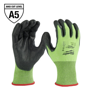 Milwaukee SMARTSWIPE™ Cut-resistant High Vis Polyurethane-dipped Gloves Small High Visibility Yellow<multisep/>Black Cut A5 No Flame Resistance