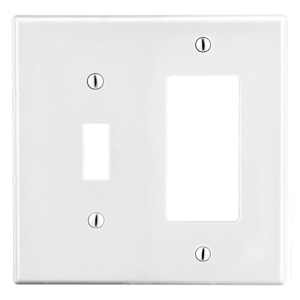 Hubbell Wiring Standard Decorator Toggle Wallplates 2 Gang White Nylon Device