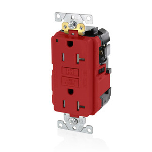 Leviton Lev-Lok® SmartlockPro® MGFT2 Series Self-test Hospital Grade GFCIs 20 A Red