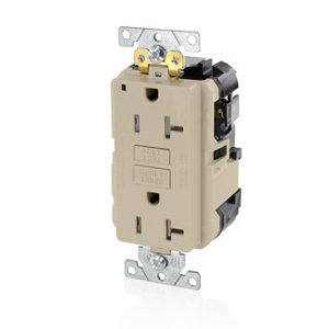 Leviton Lev-Lok® SmartlockPro® MGFT2 Series Self-test Hospital Grade GFCIs 20 A Ivory