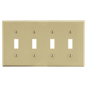 Hubbell Wiring Standard Toggle Wallplates 4 Gang Ivory Nylon Device